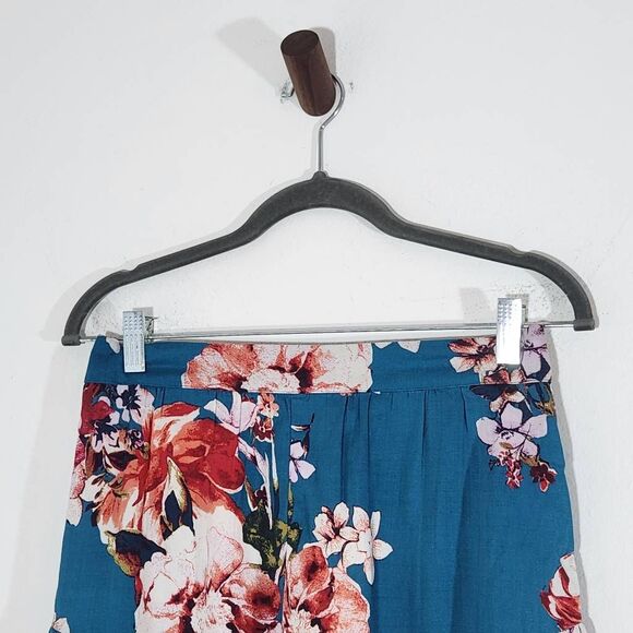 Band of Gypsies Teal Blue Floral Print Flowy Boho Shorts NWT Size Small - Picture 2 of 8